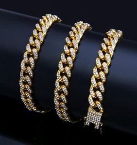 Rabat mody i kobiety kubańska bransoletka Hiphop ciasto cynkowe Diamentowa złota bransoletka 18K Goldplated Nonfading Nonallergi5536173