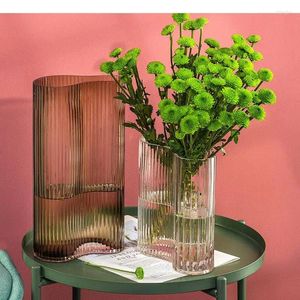 Vasi di vetro Vase trasparente Stripe idroponica geometria astratta per la decorazione della casa moderna Disposizione floreale matrimonio
