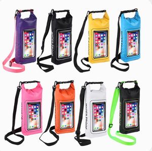 Waterproof Zippers Bags for Mobile Pone Dry bag 2L PVC Swimming Bag for Surfing Drifting Rafting Bag Gym Dry Handbag Outdoor Sports