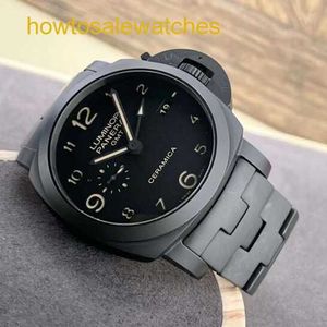 Orologio da polso unisex Panerai Serie Luminor Serie da uomo meccanica automatica orologio da 44 mm per la data del quadrante piccolo display doppia fuso orario PAM00438