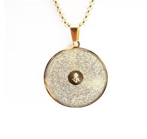 Titanium Steel Buddhism Gold Round Pendant Halsband Tro Män Kvinnor levererar Sanskrit Shurangama Mantra Amulet Jewelry1308608