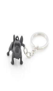 Metall svart fransk bulldog nyckelkedja söt hund djur nyckelringar nyckelring kvinnor väska charm husdjur smycken gåva hela bulk partier 2201348117