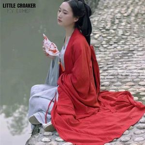 Abbigliamento etnico in lino in cotone Hanfu abito da donna cinese giacca tradizionale Hanfu femmina Carnevale Halloween Costume Red Coat Hanfu Women Women