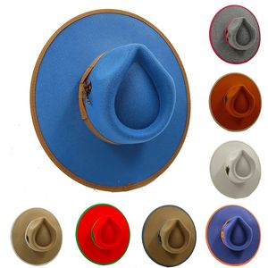 10cm Fedora Hat Spring Soft Waxy Hat Monochrome Large Brim Men and Women Bow Feather Wide Wide Panama Hat Sombrero 240430