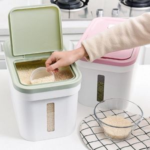 Bottiglie di stoccaggio plastica in plastica facile da pulire la scatola da cucina larga applicazione contenitore di riso grande capacità