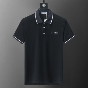 メンズポロスサマーシャツブランド服コットンショートスリーブビジネスデザイナートップTシャツカジュアルなストライプ通気性服24SS