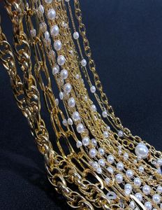 New Gold Color Metal Imitation Pearl Long Chain Glasses Chains For Women Face Mask Lanyard Holder Nonslip Neck Rope Jewelry1791660