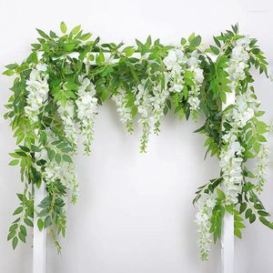 Dekorative Blumen 70.86in künstliche Wisteria Seiden Rattan Kunstblume Hochzeit Dekoration gefälschte Pflanzen Garten Home Wall Decor Vine Vine