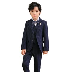 Children Teenagers Suit Handsome British Style Performance Dress Boys Wedding Flower Girl Speech Piano Performance Costume (Suit + Vest + Shirt + Trousers + Tie + Brooch)