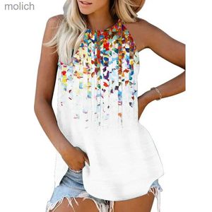 Women's T-Shirt 2022 New Printed Flower Loose T-shirt Sleeveless O-neck Womens Clothing Basic Y2k Top Summer Extra Large S-5XLWX