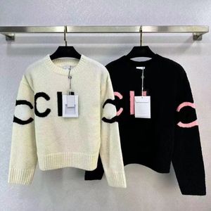 24SS Designer Women's Knitted Sweater Long Sleeve Pullover Women's Crew Neck Embroidered Lettering Casual Sweater Fashion Pullover