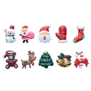 Estatuetas decorativas 10 PCs Resina Glitter Cartoon Série de Natal Diy Hairpin Acessórios de roupas de cabeça