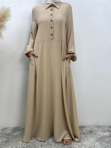 Etniska kläder Eid Chiffon muslimsk klänning för kvinnor abaya casual marocko party klänningar ramadan snörning kaftan islam dubai arab långa mantel 2024