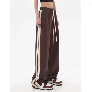 Women's Pants MEXZT Striped Joggers Sweatpants Bf Hip Hop Women High Waist Wide Leg Sports Streetwear Drawstring Baggy Straight Trousers