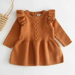 Girl's Dresses Spring Autumn Baby Girls Knitted Loose Paild Sweater Thinner Dress Toddler Kids Soft Dresses Infant Children Christmas Clothes