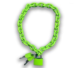 FishSheep Rock Punk Acrylic Chain Lock Pendant Necklace For Women Men Chic Neon Chunky Long Chain Necklace 2020 Fashion Jewelry15221636