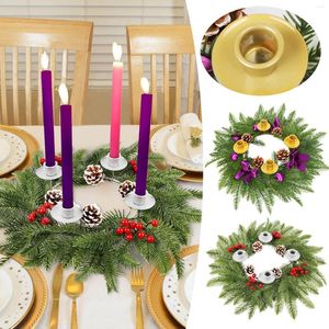 Decorative Flowers Ribbon Candlestick Christmas Wreath Festival Party 9 Candle Holder For Fireplace