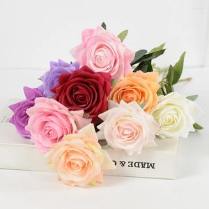 Dekorativa blommor 1/3st plast konstgjord rose brudbuketter tillbehör hem bröllop fest dekor diy scrapbooking hantverkartiklar