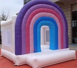 4.5x4.5m (15x15ft) PVC completo PVC Trampoline Castle Jumper Rainbow Inflatable Boun Bounce House colorido Bouncer de casamento para festa