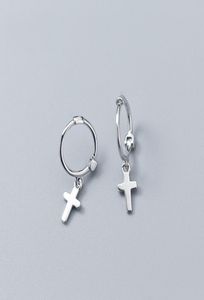 fine jewelry smooth solid silver 925 gold cross hoop huggie fashion jewelry earring manufacturer in China8669536