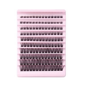 10 Zeilen Premium Mink Wimpern Erweiterungen Individuelles Volumen Wimpern Erweiterungen 140 Cluster DIY Wimpern Erweiterung mit rosa Box