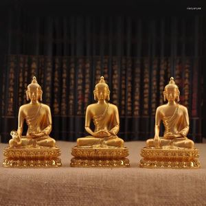 装飾的な置物Triratna Buddha Stucue Shakyamuni Copperの置物6インチAmitabhaの像