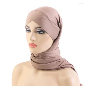 Abbigliamento etnico hijabs hijabs sciarpa con jersey cross -jersey berretto interno sottocarf hijab bonnet marchio musulmano donne headwrap un pezzo amira