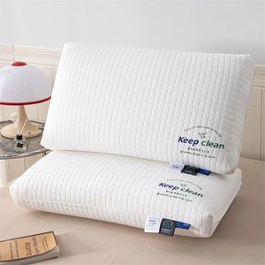 Knitted Cotton Pillow No Collapse Soft Comfortable Ventilate To Protect The Cervical Spine And Aid Sleep For Students Adults 240420