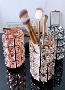 Enipate European Makeup Brush Storage Holder Pen Holder Crystal Bucket Eyebrow Pencil Comb Cosmetic Storage Box Brush Organizer8368144