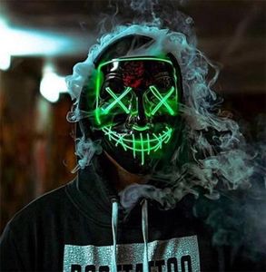 Maschera a LED Glow luminoso nel costume da festa di Halloween di Halloween Dark Masches Masches Horror Props Neon Light Masquerade 2207072233677