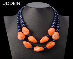 UDDEIN bohemian maxi necklace women double layer beads chain resin gem vintage statement choker necklace pendant jewellery Y20074704756