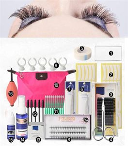 16 PCS False Eyelash Extension Tools Set Makeup Tools Kits Professional Individual Eye Lashes ympningssats Set Bag4027377