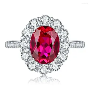 Cluster Rings European And American Fashion Classic Artificial Pigeon Blood Red Oval 7 9 Zircon Ring -selling Item