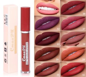 Cmaadu Matte Liquid Lip Gloss 10 Colours Lipstick Foundation Makeup Nonstick Cup Lipgloss Długo trwałe maquillage Kit9726763