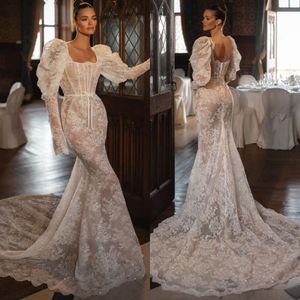 Abiti in pizzo Berta Square Scart Sigy Mermaid Abito da sposa Abito da sposa Cape da sposa da sposa