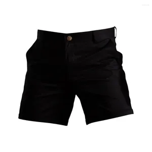 Botão de shorts masculinos Fechamento de zíper de verão Cargo com bolsos de cor sólida perna reta Casual calças curtas para streetwear