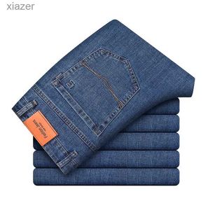 Men's Jeans Spring and Autumn Jeans Mens Elastic Business Loose Straight Casual Pants Classic Comfortable Versatile Plus Size JeansWX