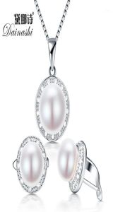 Dainashi echtes Süßwasser -Perlenschmuckset mit Folienanhänger und Hoop -Ohrring mit 925 Sterling Halskette für Frauen14930664