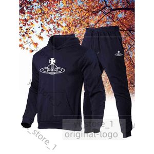 Viviane Westwood Blobierze Nowy Vivienne Printed Sport Wear Hoodiesweatpants Wysokiej jakości stały kolor kombinezonu joggingowy męski dres marki 8127