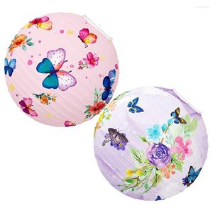 Candle Holders 2 Pcs Butterfly Paper Lanterns Party Decor Hanging Birthday Home Decorations Wedding For Decorative Lavender