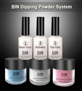 6in1 Dipping Powder Top Base Coat Activator Kit Dip System No UV Light behövs snabba torrdoppspulver Naglar Starter Kit298w7448339