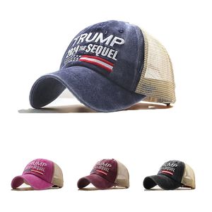 Donald Trump cap 2024 Baseball Cap Patchwork Washed Distressed Outdoor Sports Embroidered Trumps The Sequel Mesh Hats