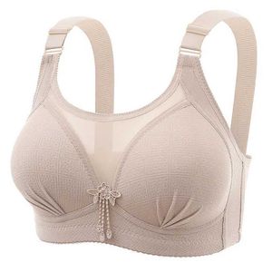 Reggiseni nuovo reggiseno non filo di grandi dimensioni con effetto traspirante e di raccolta che mostra il reggiseno a bottone a quattro file per madri Y240426