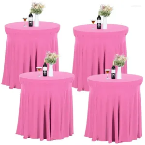 Table Cloth 4 Packs Round Lycra Cocktail Tablecloths Skirt Ruffles Spandex Cover Stretch Square For Fitted High Top Bar