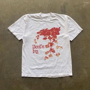 女性用Tシャツゆるい葉印刷されたソリッドTシャツカジュアルデイリーショートレトロファッションストリートOネックトップ韓国スタイルの夏の服