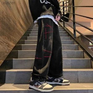 Men's Jeans Fashion wide leg jeans mens bag Y2k clothes washing retro S-3xl hip-hop street clothing Y2k jeans American unisex Trousers Vaqueros WX