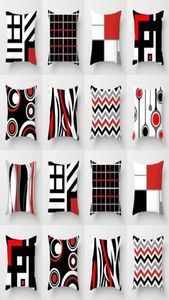 Cushiondecoratif Yastık Modern Minimalist Kasa Kırmızı ve Siyah Özet Geometrik Kapak Ev Dekoru Kanepe Yastık 45x45cm Kare Car9628670