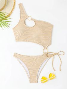 Frauen Badebekleidung ausschneiden Neckholder Frauen ein Stück Badeanzug weiblicher Höchstbein Monokini Bather Badeanzug Schwimm Schulter Strand Kee