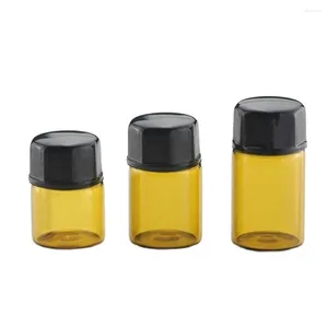 Бутылки для хранения 1 мл 2 мл 3 мл янтарной стеклянной бутылки прозрачно прозрачные флаконы мини -эфирное масло черное белое винтовое контейнер