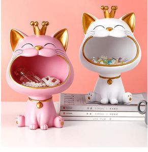 Lucky Cat Statue Sculpture Table Dekoration Miniatur Figur Sundies Storage Box Modern Wohnzimmer Schreibtisch Wohnkultur1884112